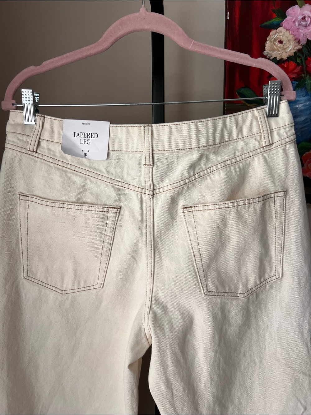 Future collective tapered Cream High-Rise Straight Jeans - Picture 8 of 9